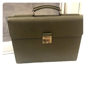 DOLCE & GABBANA olive Saffiano Leather Briefcase.